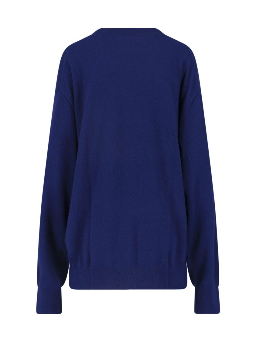 Extreme Cashmere Blue April Long-Sleeve Ribbed Cashmere Crewneck Sweater