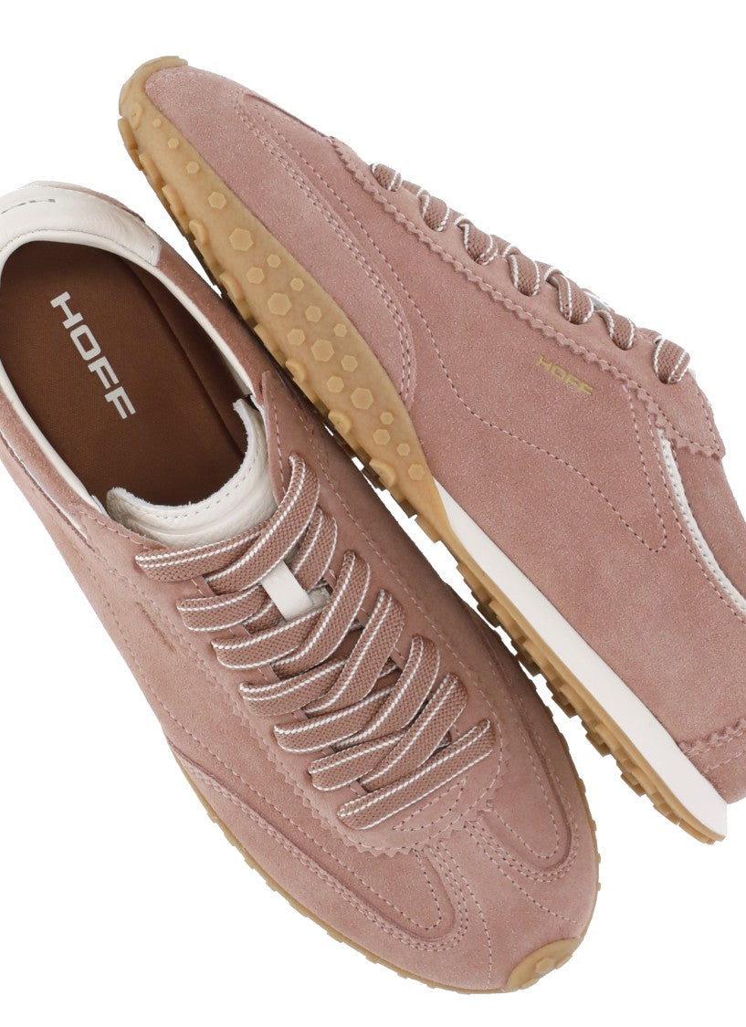 Hoff Light Brown Low-Profile Signature Logo Suede Sneakers