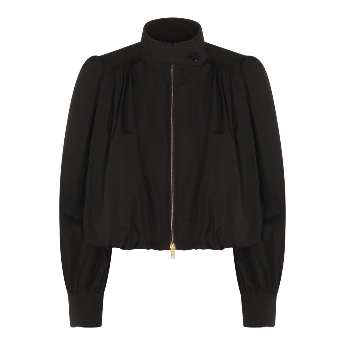 Chloé Gathered Black Jacket With High Collar