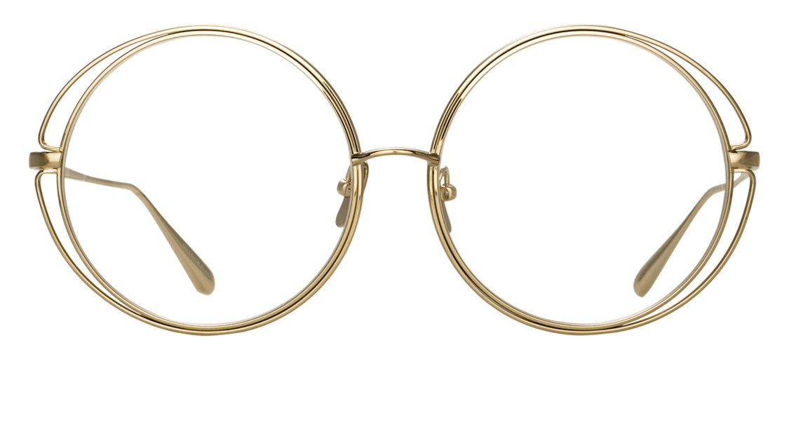 Linda Farrow Lfl Large Oval Titanium Sunglasses With Polished Gold Finish