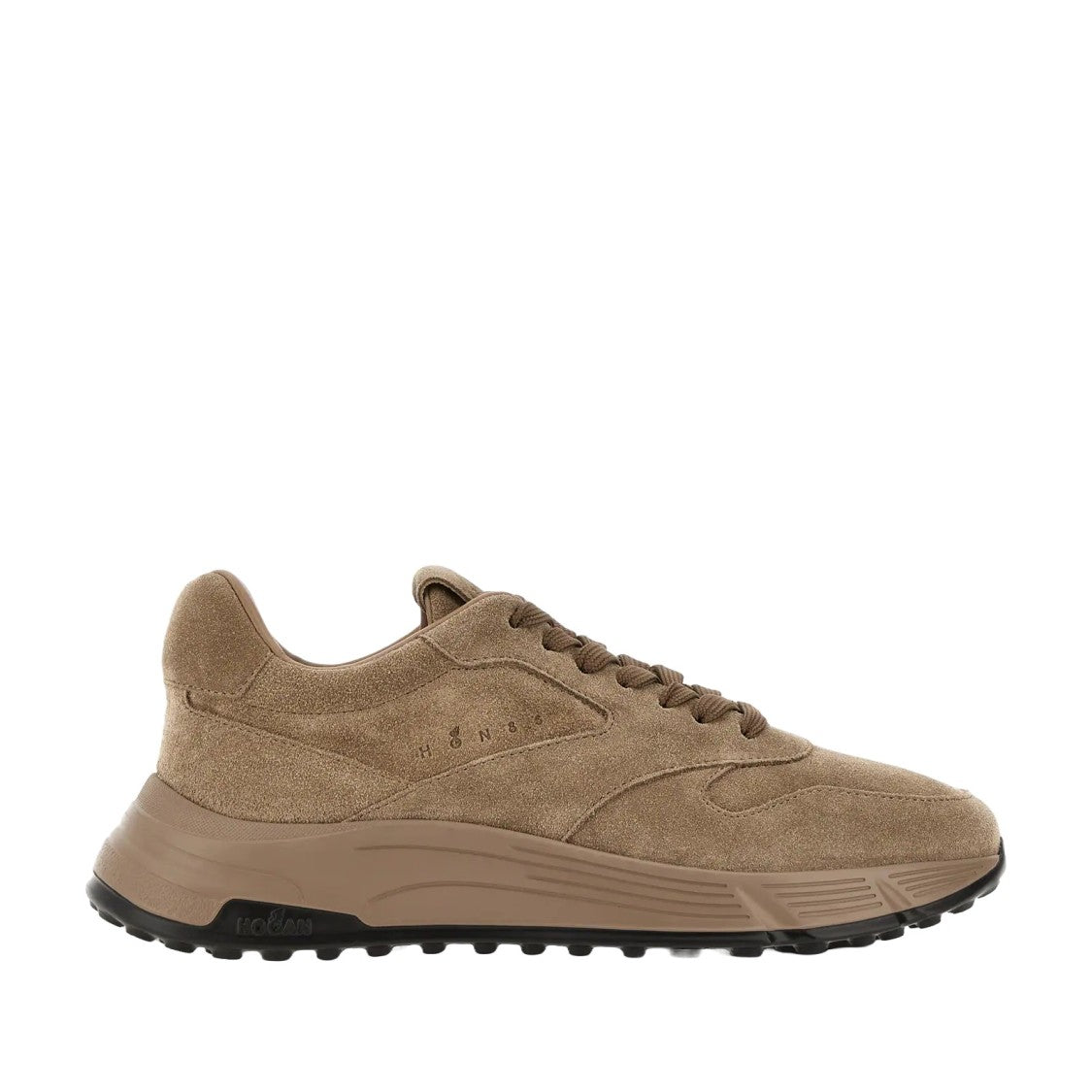 Hogan Refined Beige Calfskin Sneakers With Sculpted Sole