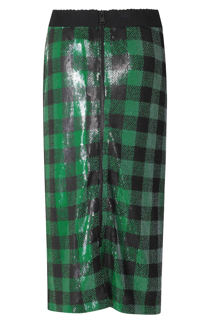 Essentiel Antwerp Combo2 Kiwi Queen Checkered Square Sequin Pencil Skirt