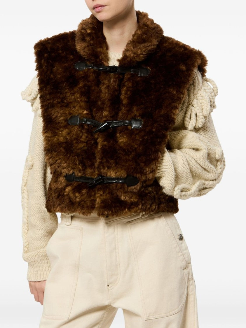 Isabel Marant Étoile Faux Fur High-Collar Toggle Cropped Jacket