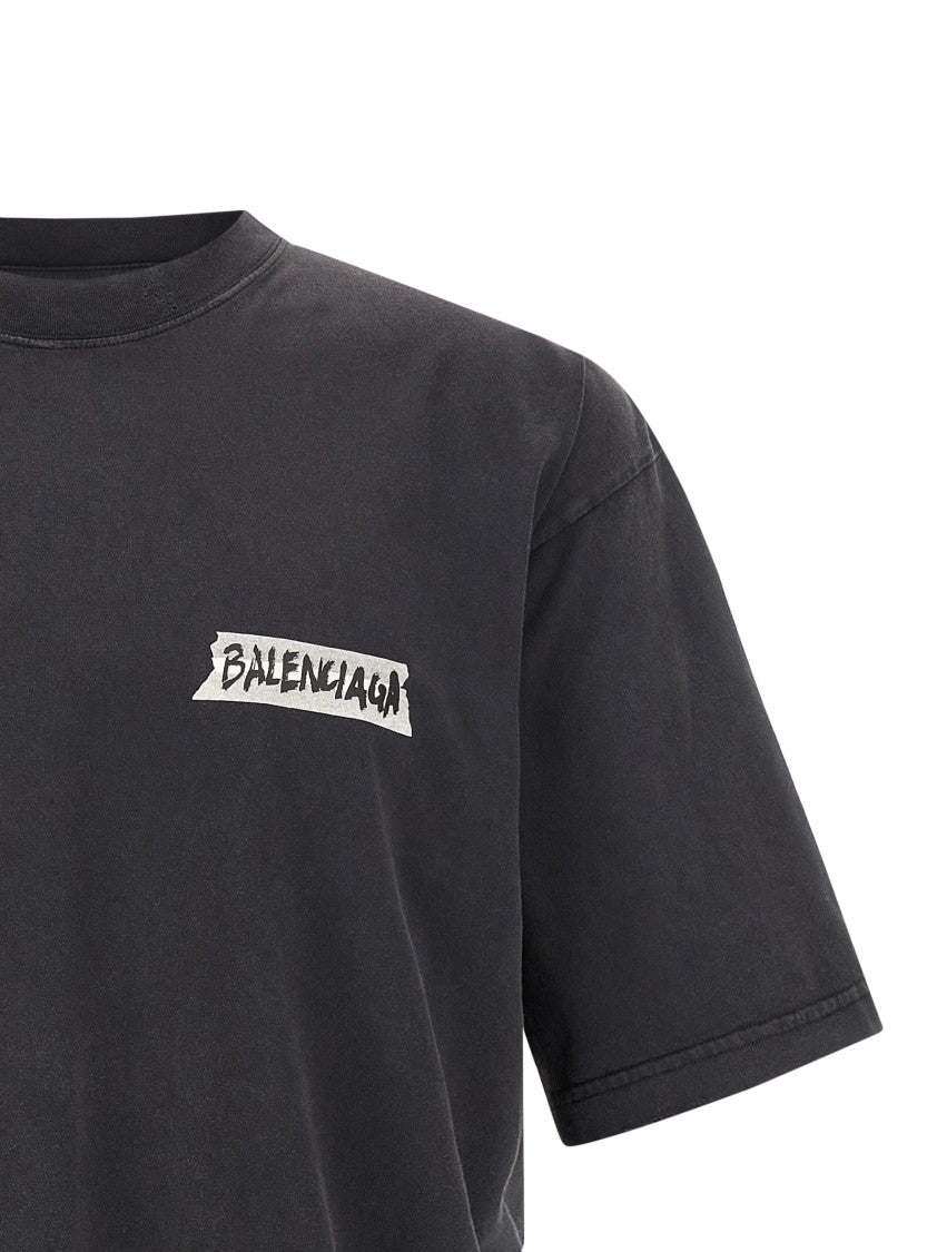 Balenciaga 'Masking Tape' Faded Jersey T-Shirt