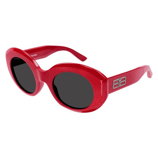 Balenciaga Oversized Red Acetate Sunglasses With Textured Finish