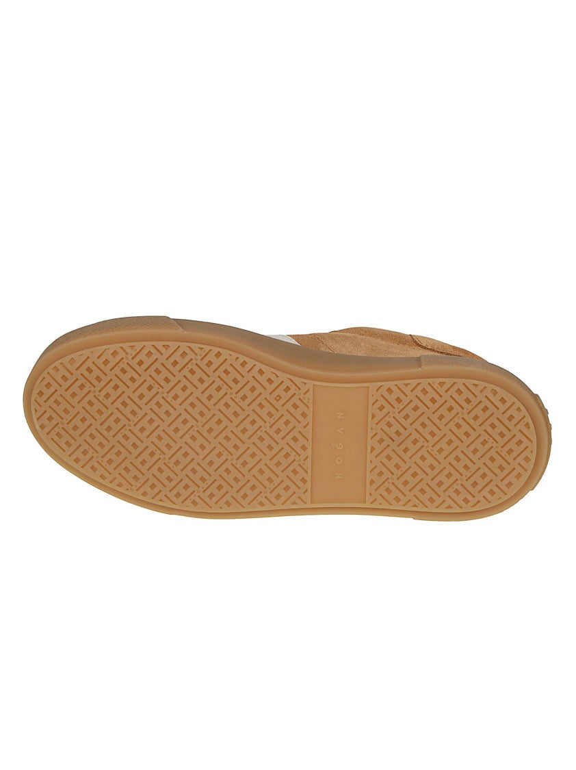 Hogan Tan H705 Minimalistic Calf Leather Sneakers