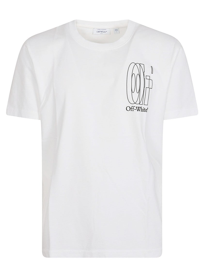 Off-White White Short-Sleeve T-Shirt With Graphic Designs
