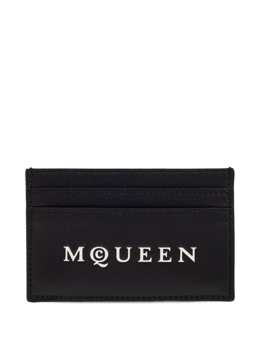 Alexander Mcqueen Rectangular Calfskin Leather Clutch With Contrasting Logo