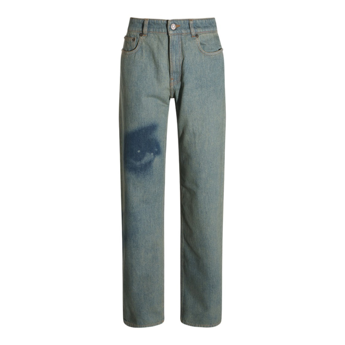 Jean Paul Gaultier Artistic Eye Motif Straight-Leg Jeans