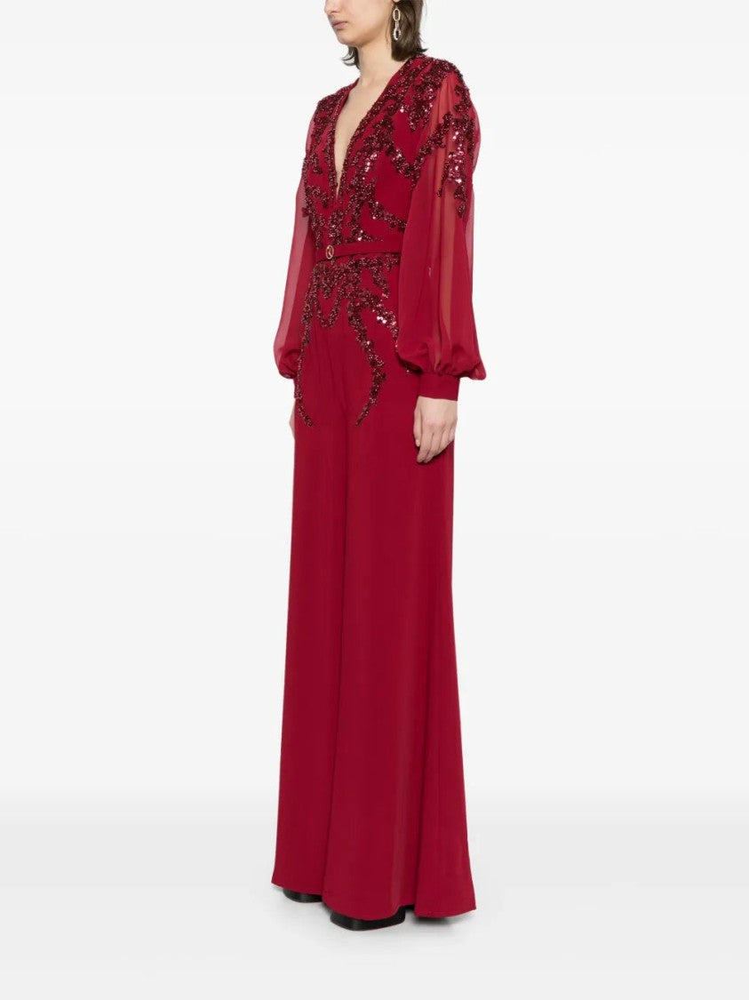 Saiid Kobeisy Blue Beaded Jumpsuit