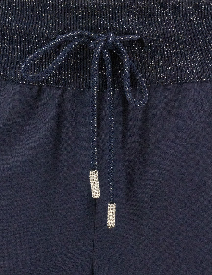 Panicale Navy Blue Wool Blend Trousers