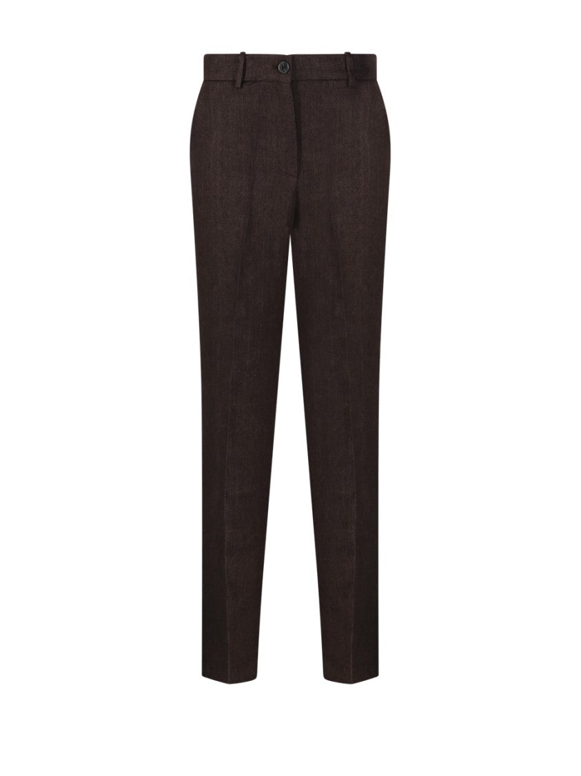 Parosh Tailored Brown Linen Pants