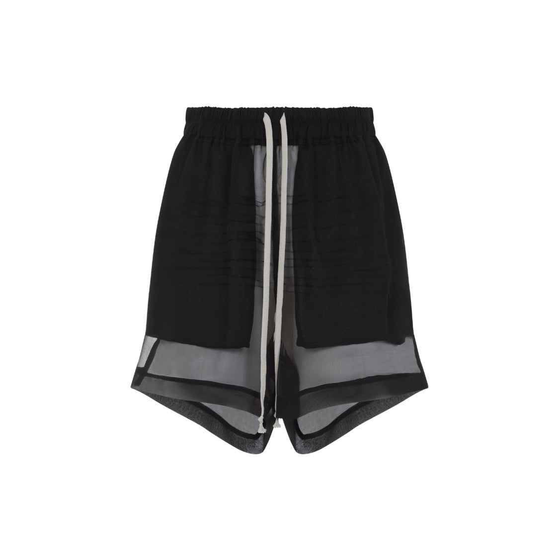 Rick Owens Layered Silk Bermudas With Sheer Panels