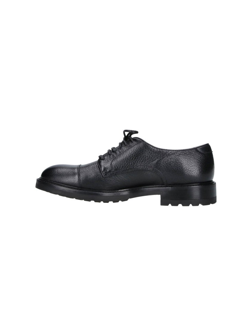 Alexander Hotto Black Textured Hammered Leather Derby Shoes