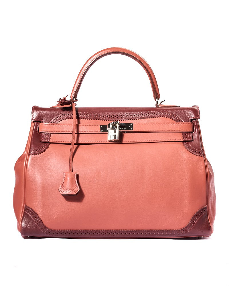 Hermès Kelly 35 Ghillies Evercalf Rose Texas/Rouge H