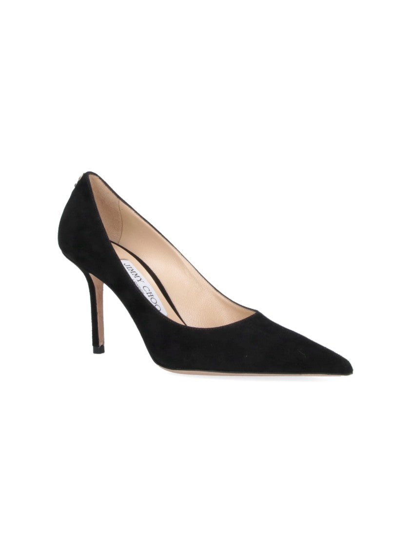 Jimmy Choo Pointed-Toe Black Pumps With Mid-Height Stiletto Heel