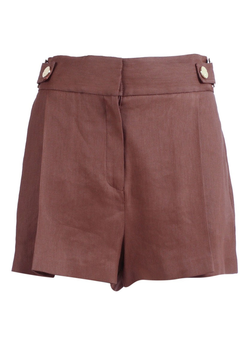 Elisabetta Franchi Brown Tailored High Waist Shorts