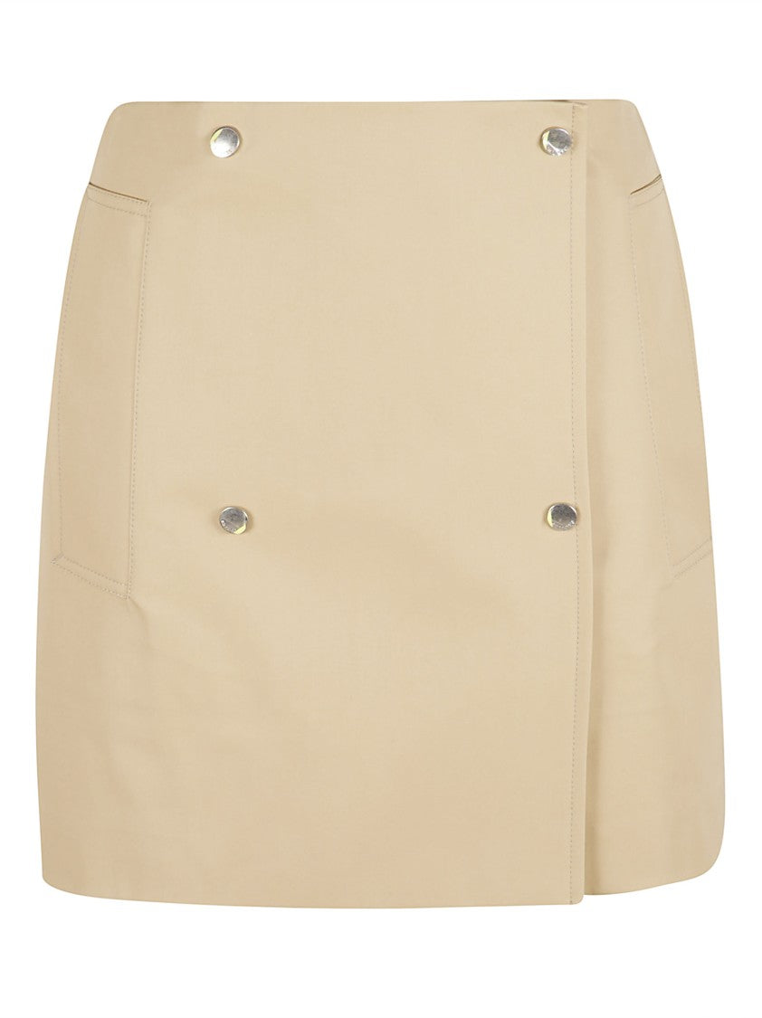Burberry Wrap-Style Mini Skirt With Metallic Snap Buttons