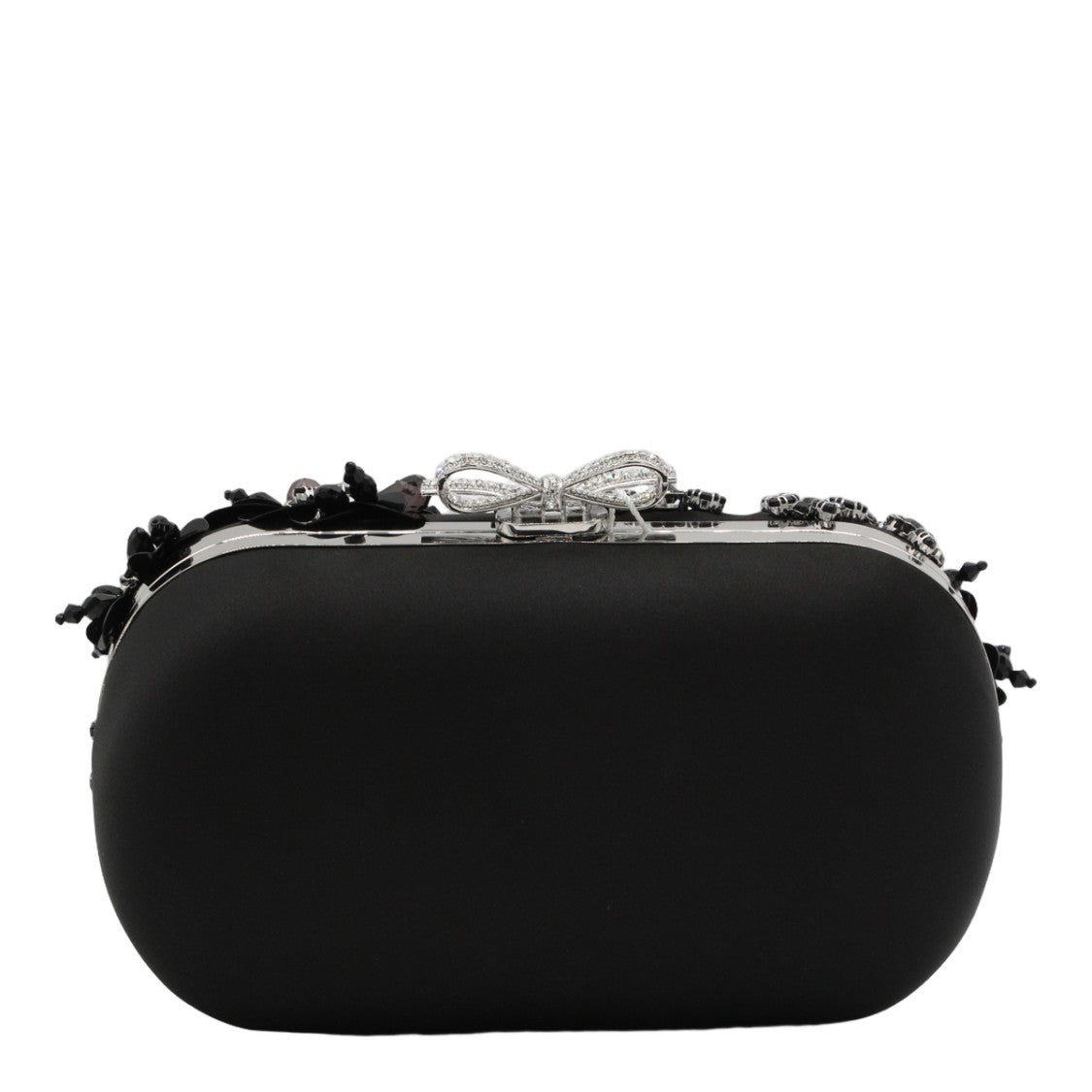 Self-Portrait Rounded Rectangular Clutch Bag With Floral Embellishments
