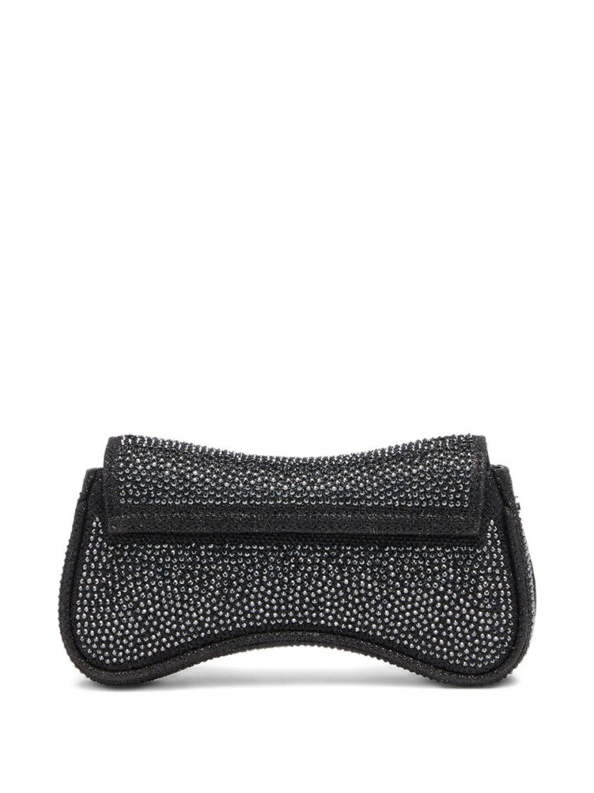 Diesel Black Curved Crystal Embellished Handbag