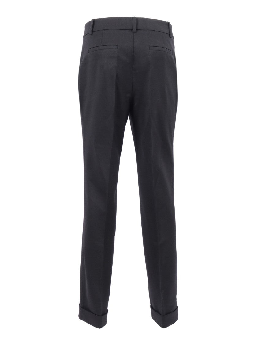 P.A.R.O.S.H. Tailored Black Trousers With Classic Waistband And Subtle Cuff