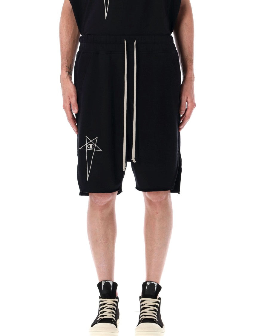 Rick Owens Beveled Pods Black Drawstring Shorts