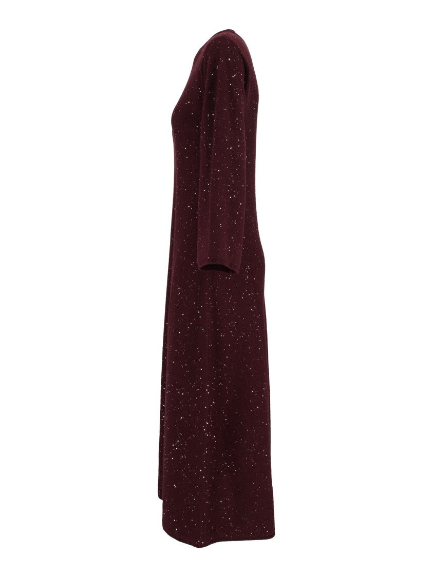 Antonelli Firenze Burgundy Knee-Length Knit Day Dress
