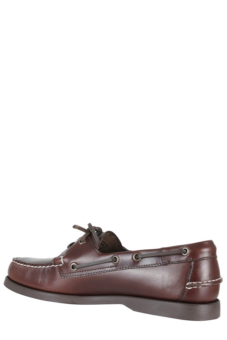 Sebago Brown Portland Waxed Square Laces Leather Boat Shoes