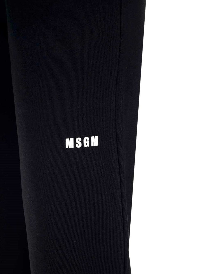 Msgm Relaxed Fit Black Jogger Pants With Adjustable Waistband