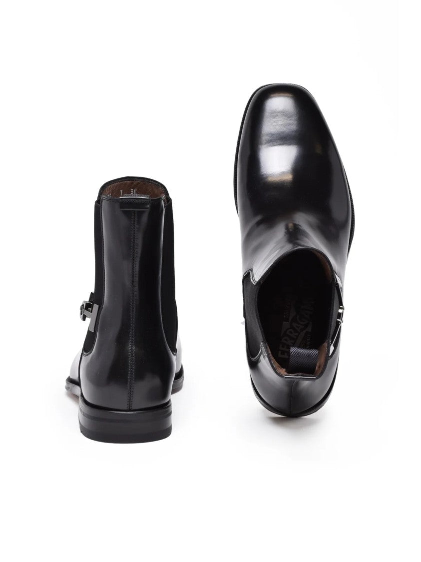 Salvatore Ferragamo Black Leather Isidoro Boots