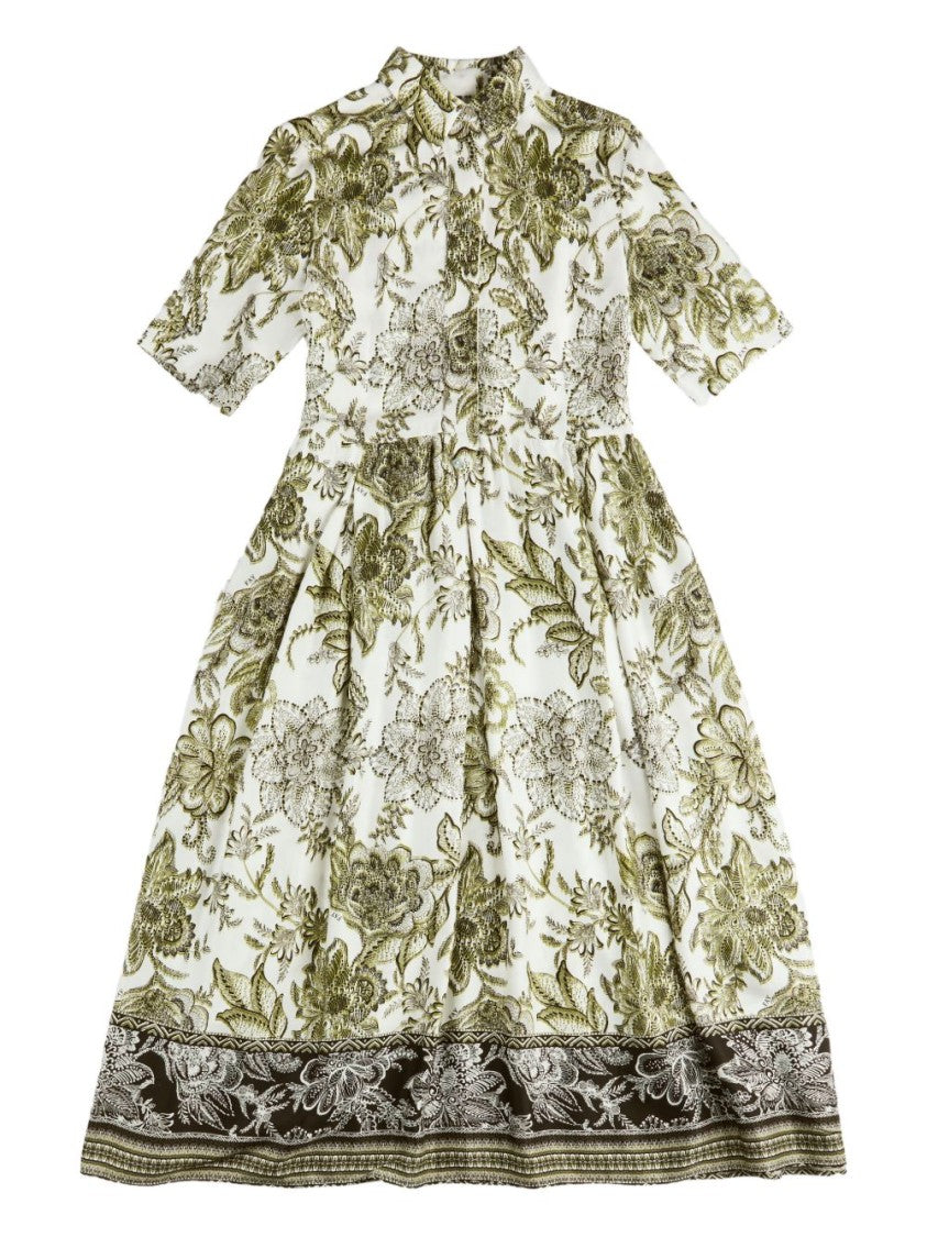 Fay Mid-Length Floral Print Coat With Button Fastening And Structured Silhouette