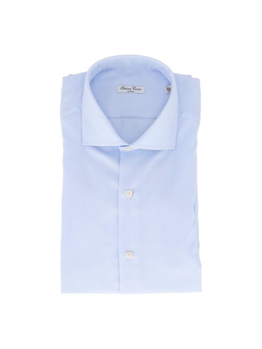 Sartoria Del Campo-Sonrisa Light Blue Cotton Structured Collar Dress Shirt