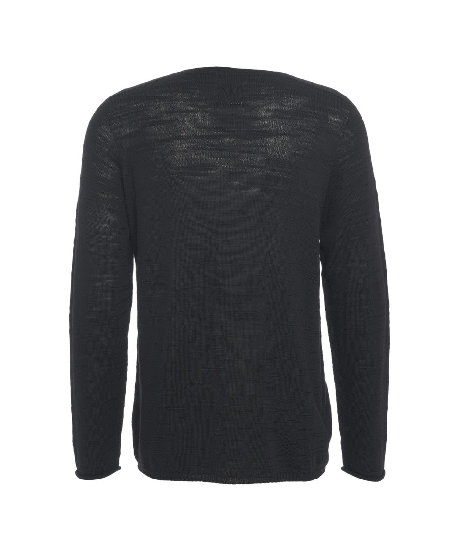 Hannes Roether Black V-Neck Sweater With Lightweight Knit