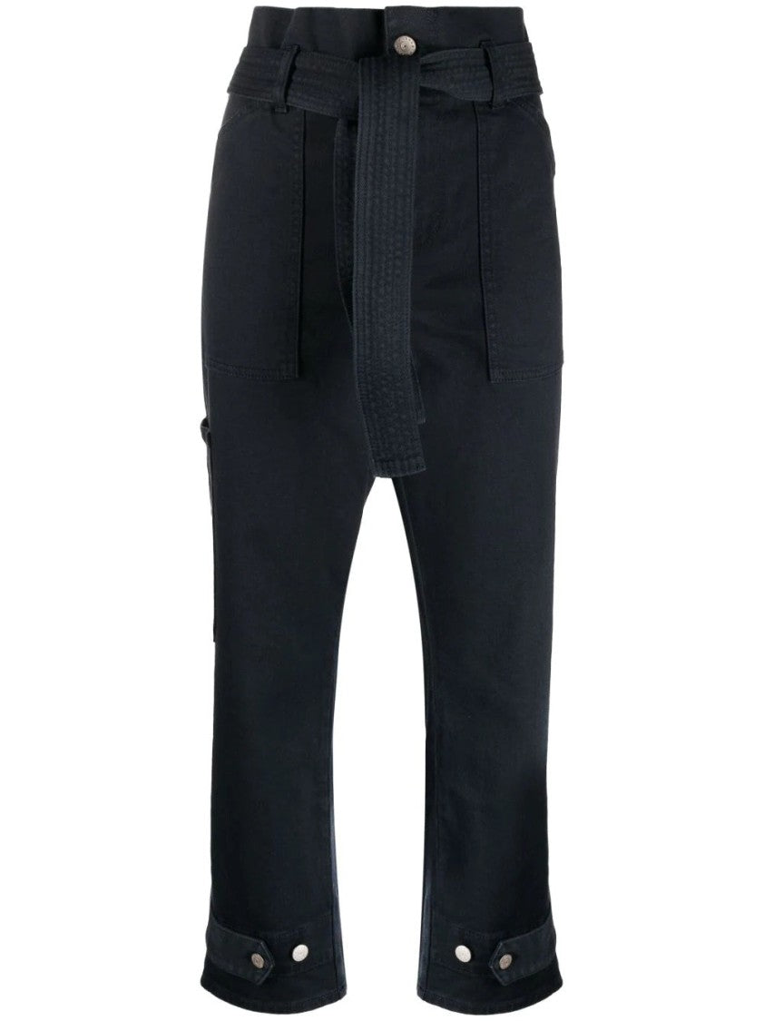 P.A.R.O.S.H. Cropped Trousers With High Waist And Textured Finish