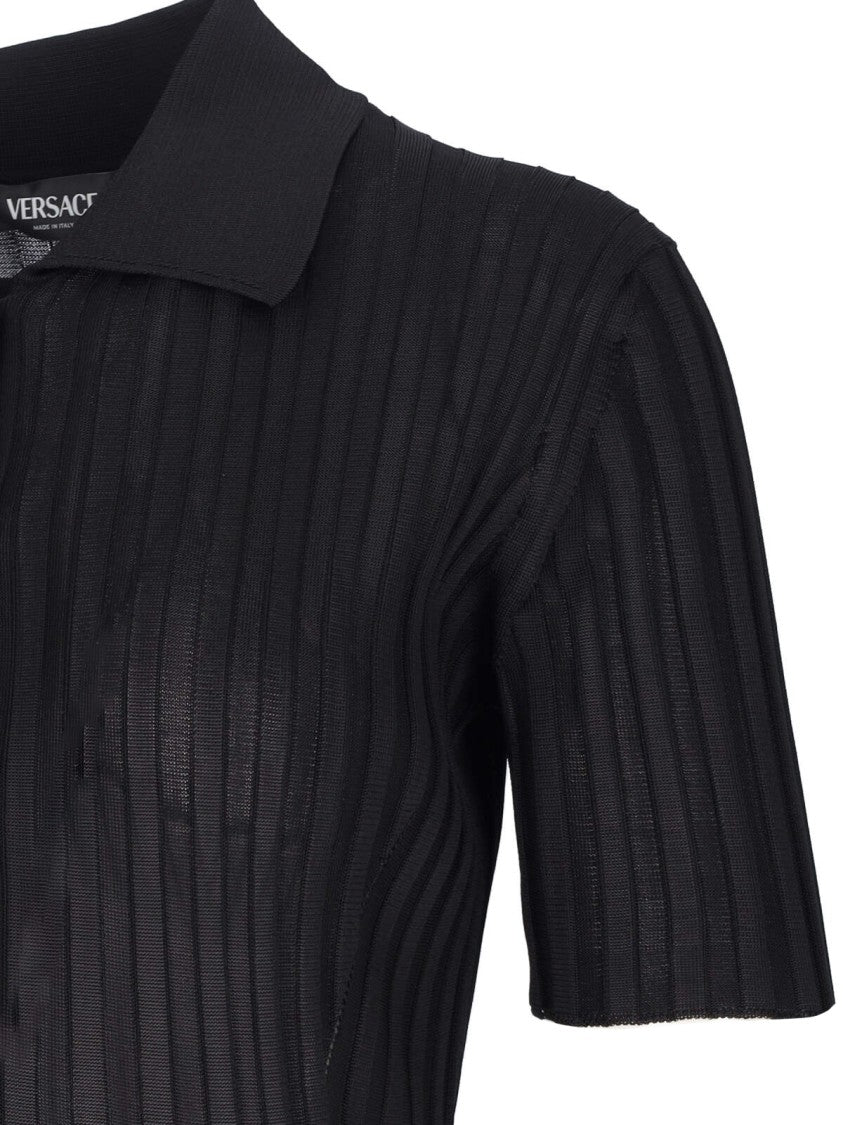 Versace Black Stretch Viscose Midi Pleated Dress – Black