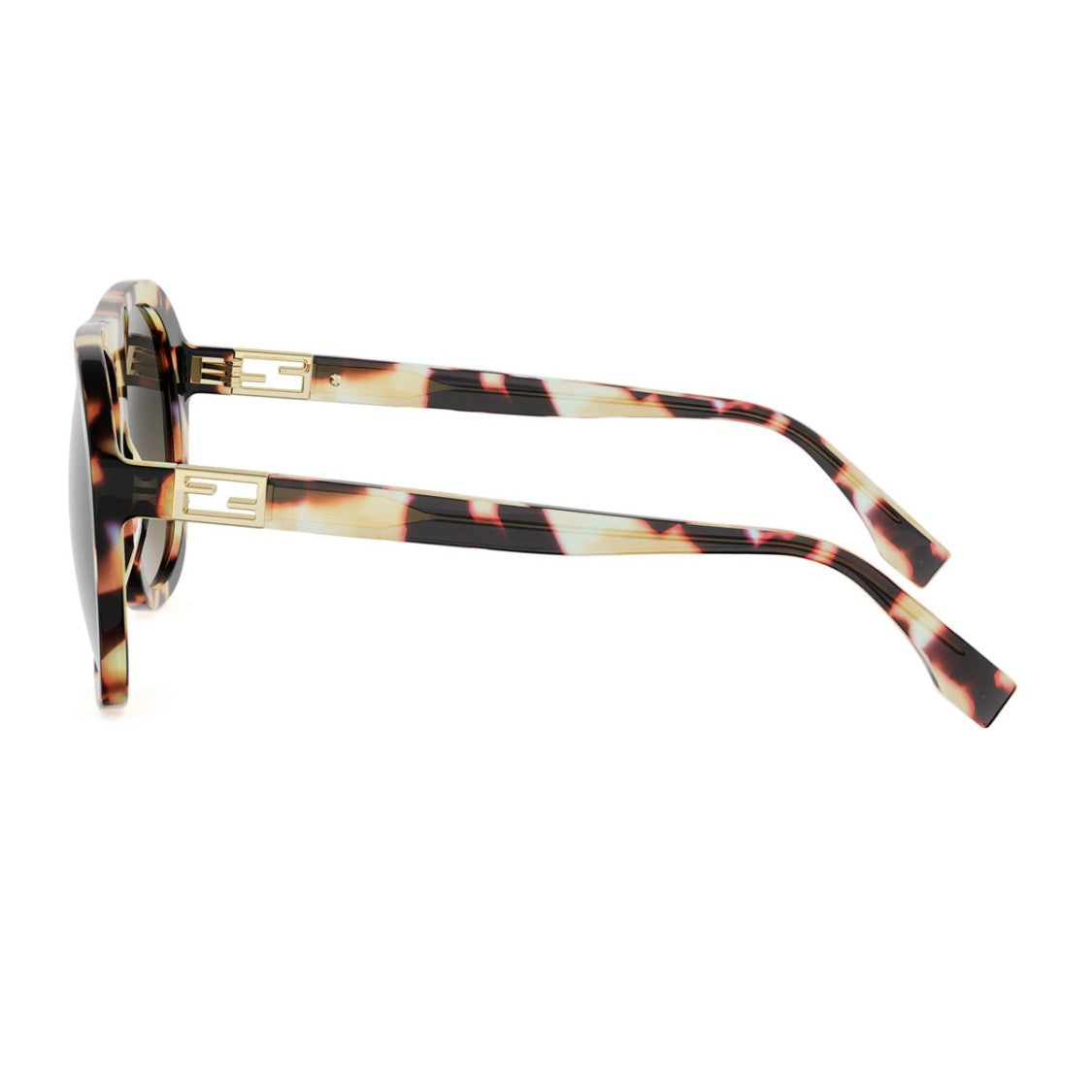 Fendi Havana Tube Bold Oversized Acetate Sunglasses