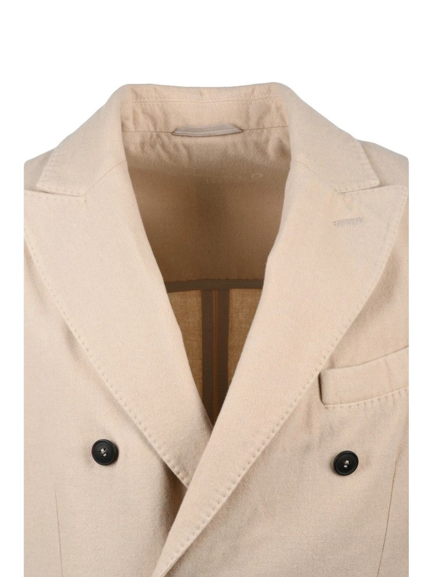 Circolo 1901 Beige Double-Breasted Jacket With Classic Lapel And Unlined Design