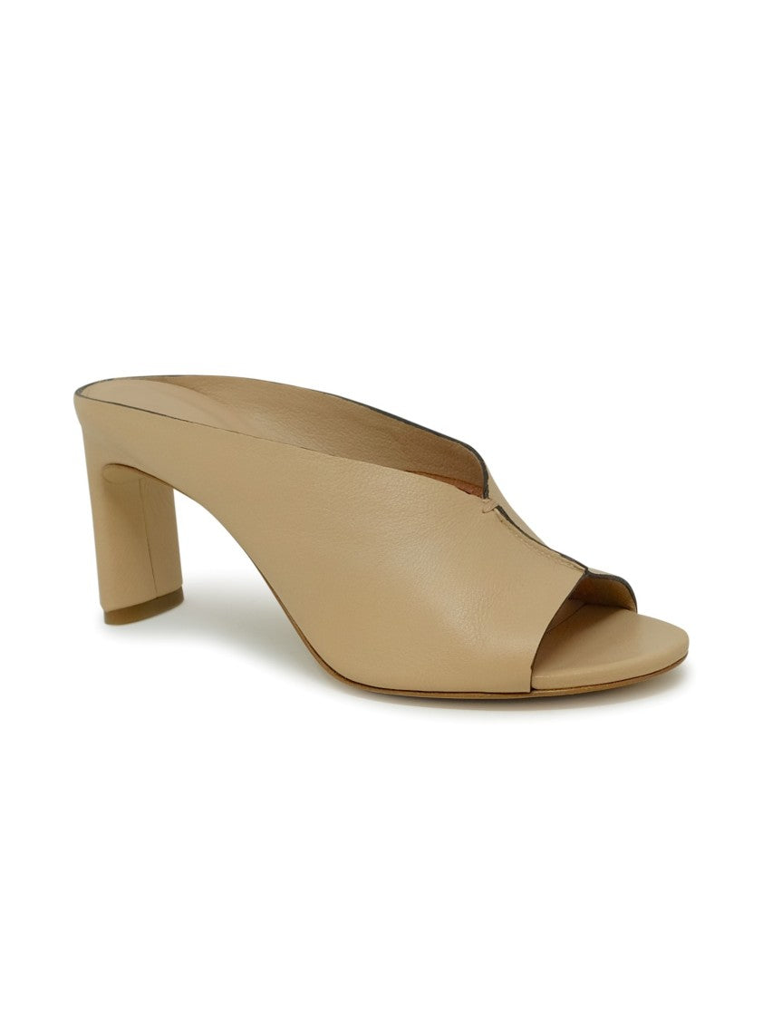 Roberto Del Carlo Beige Leather Sabot Sandals