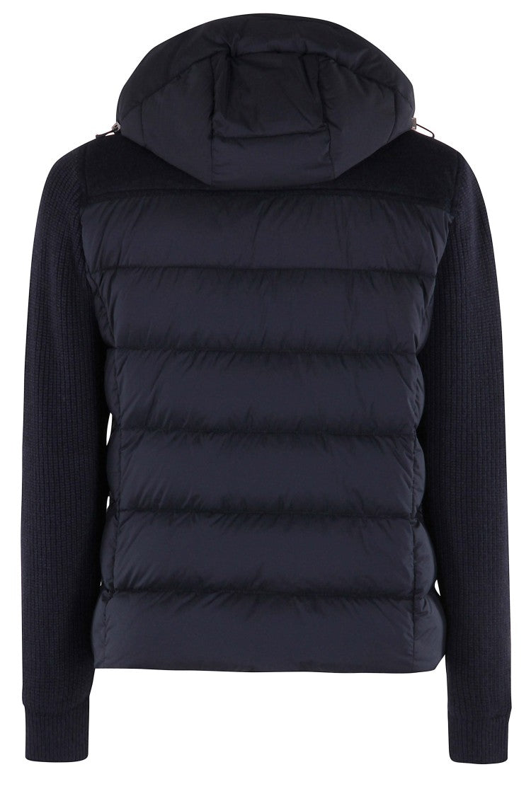 Moorer Padded Quilted Jacket With Knit Sleeves
