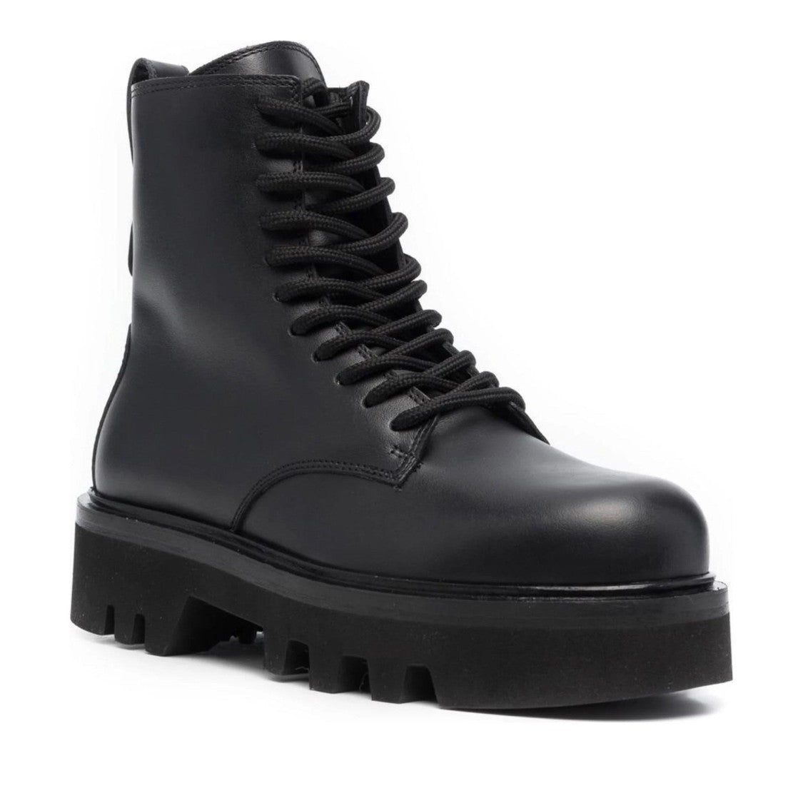 Furla Black Rita Lace-Up Chunky Sole Leather Ankle Boots