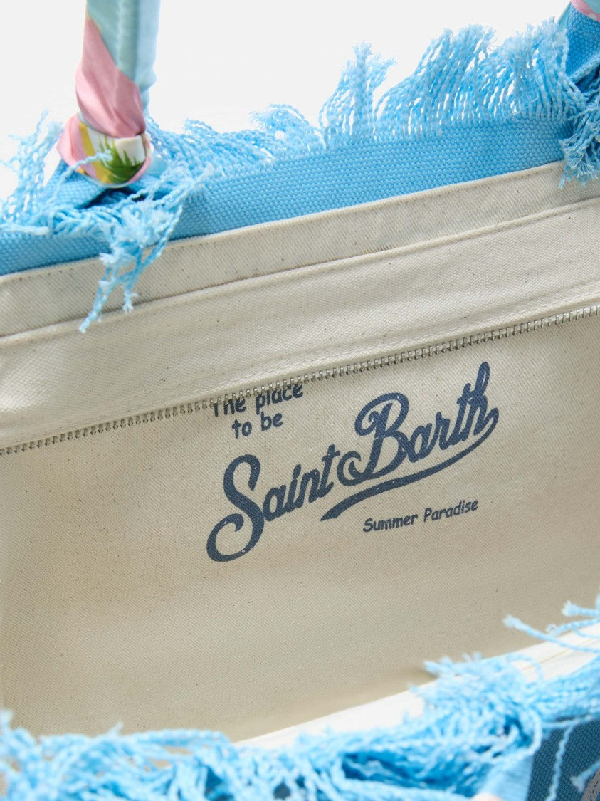 Mc2 Saint Barth Frayed Edge Light Blue Tote Bag