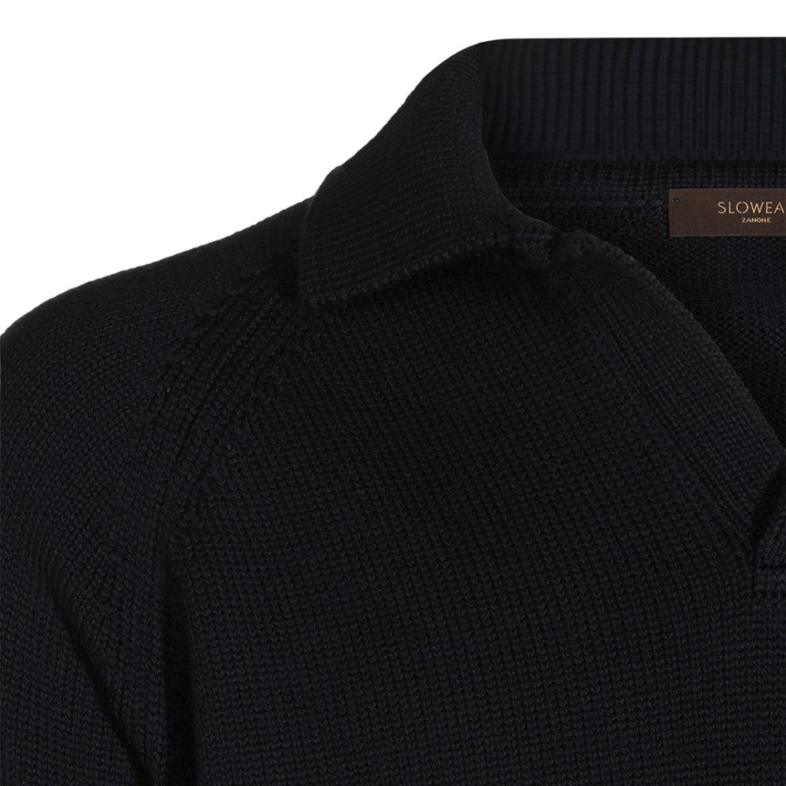 Zanone Polo Collar Fine Textured Ribbed Sweater