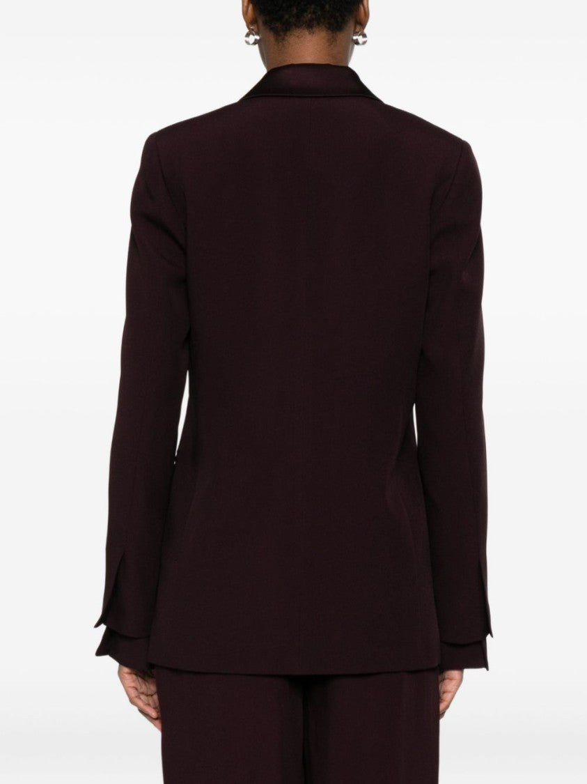 Raquel Diniz Double-Breasted Tailored Jacket In Deep Burgundy
