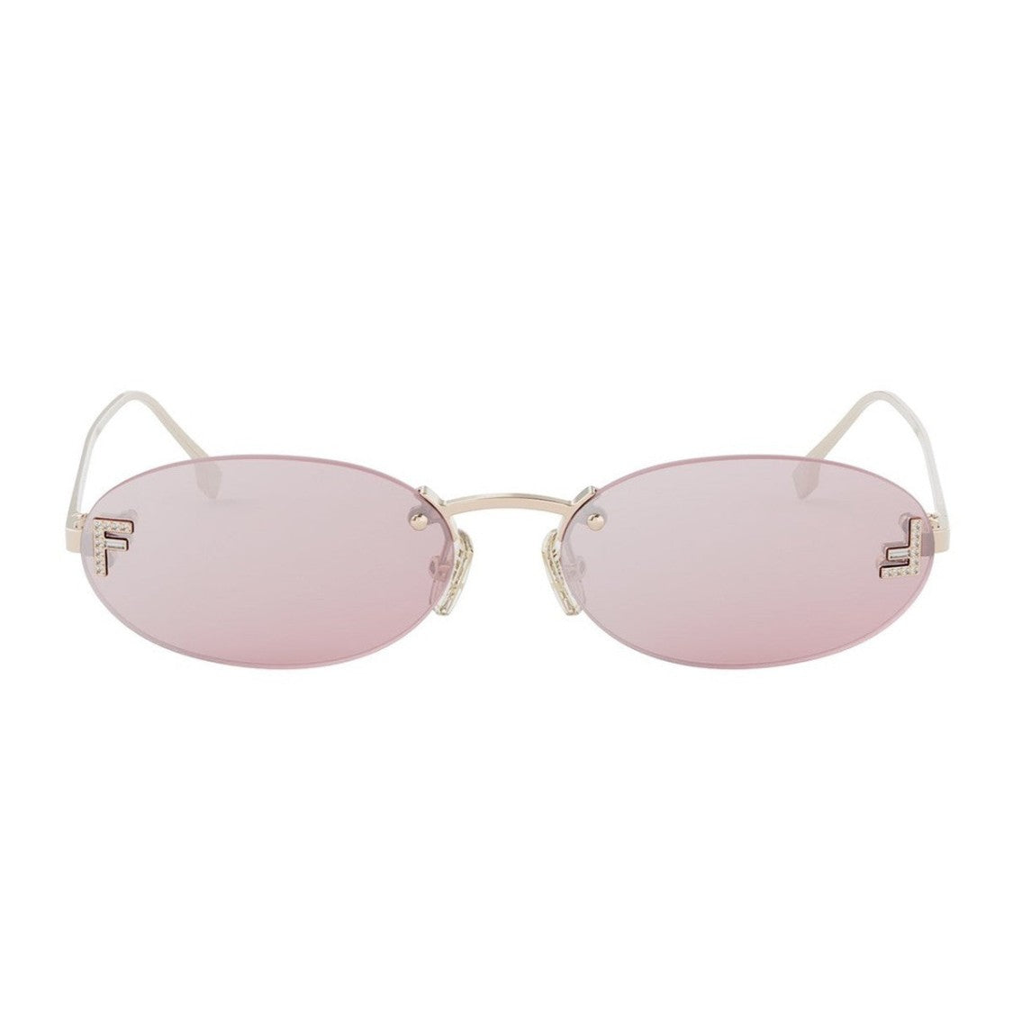 Fendi Gold Fendi First Crystal Metal Oval Sunglasses