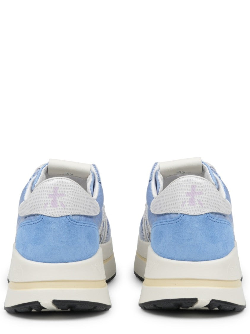 Premiata Soft Blue Sneakers With Distinctive Logo And Contrasting Outsole
