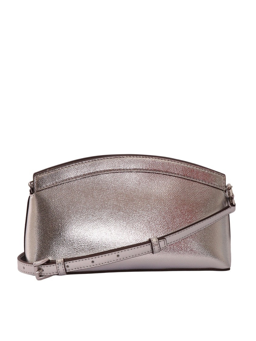 Michael Kors Silver Dome Leather Chain Clutch