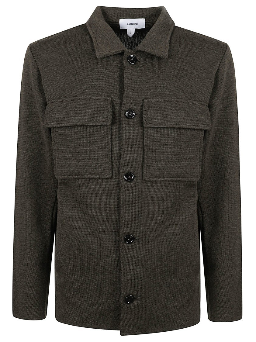 Lardini Knit Wool Overshirt Jacket With Flap Pockets