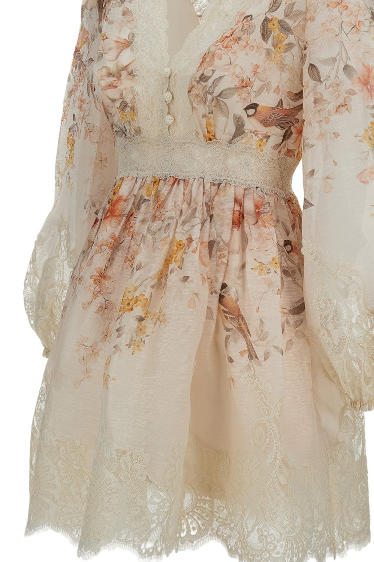Zimmermann Beige Luna Lace Lantern Dress
