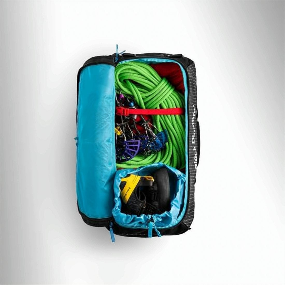 Black Diamond Rectangular Black Backpack With Dark Grid Pattern And Blue Lining