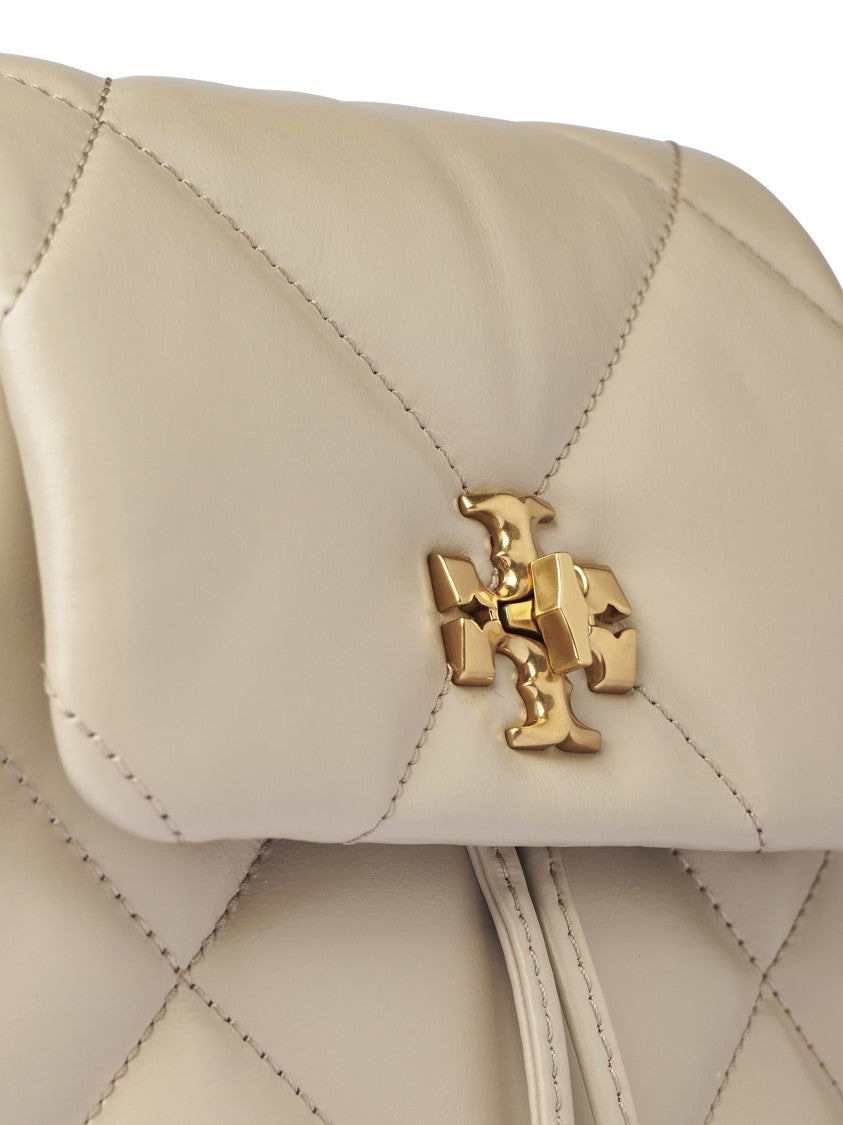 Tory Burch Diamond Quilted Small Leather Backpack With Gold-Tone Clasp